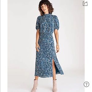 Ann Taylor Teal Leopard Print Midi Dress